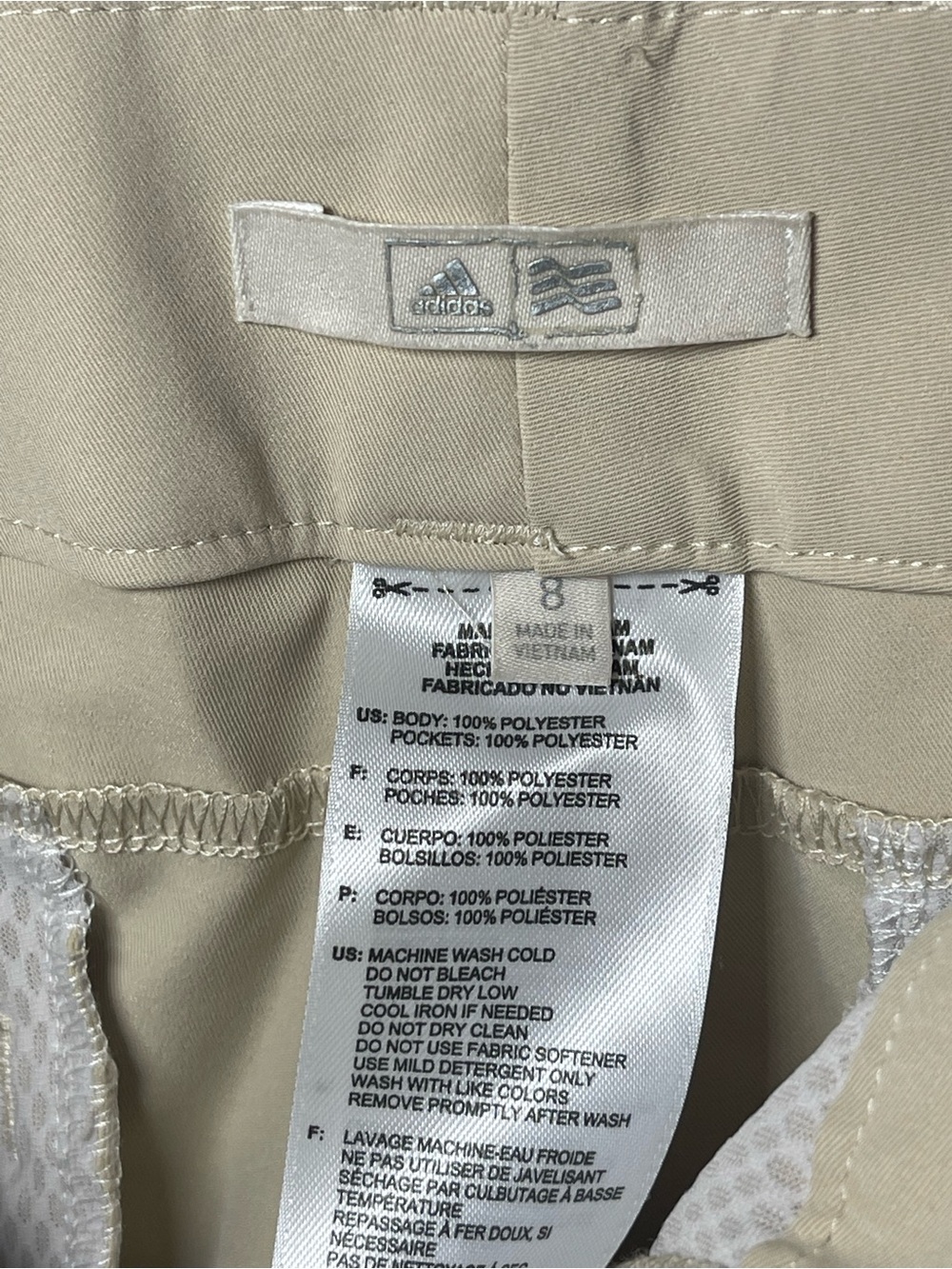 ADIDAS Essential Lightweight Beige Tan Golf Capri Pants Size 8 NWT - Picture 5 of 9